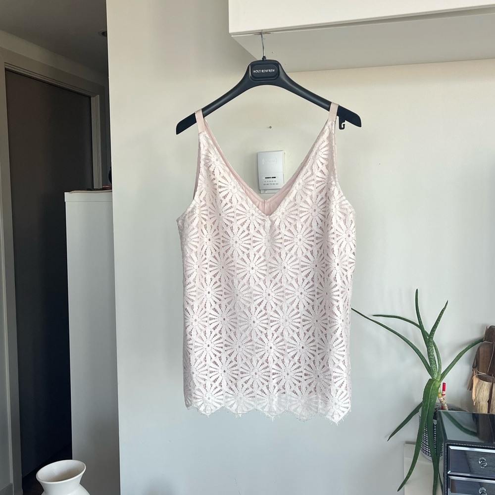 Trina Turk Cream/White Sleeveless Lace Formal New Wedding Tank Top Size XL